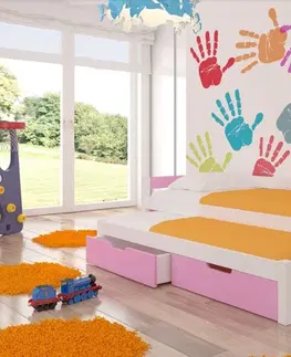 Postele ArtAdrk Dětská postel s přistýlkou FRAGA Barva: bílá / růžová