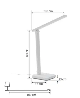 Stolní lampy kancelářské Lindby Nabíjecí stolní lampa Lindby LED Rylas, bílá, USB, CCT