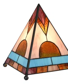 Svítidla Stolní lampa Tiffany ve tvaru pyramidy - 26*26*30 cm Clayre & Eef 5LL-6118