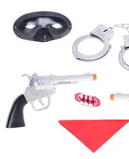 Hračky - zbraně MIKRO TRADING - Pistole kovbojské 2ks s pouty a maskou na kartě