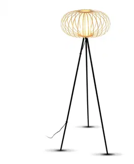 Stojací lampy ve skandinávském stylu BRILONER Stojací svítidlo, 153 cm, 1x E27, max. 10W, barva dřeva BRI 1759011