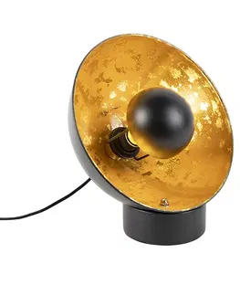 Stolni lampy Industriální stolní lampa černá se zlatým vnitřkem - Magna Eglip