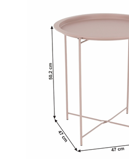 Konferenční stolky Příruční stolek RADOMI s odnímatelným tácem, nude růžová
