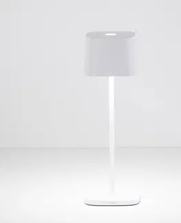 Venkovní osvětlení terasy Zafferano Zafferano Ofelia 3K dobíjecí stolní lampa IP65 bílá