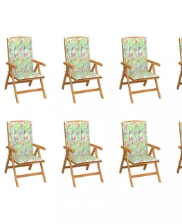 Zahradní židle Skládací zahradní židle s poduškami 8 ks teak / látka Dekorhome Krémová