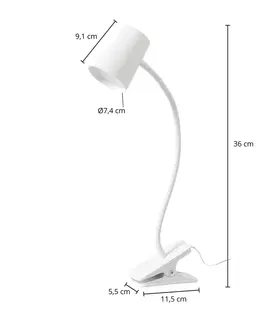 Stolní lampy a lampičky s klipem Lindby Stolní lampa LED Lindby Ailina, objímková patice, bílá