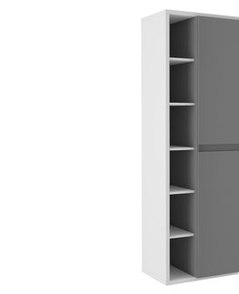 Šatní skříně Vysoká skříň FEDOR 2F, antracit/světle šedá