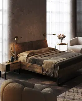 Postele Expedo Manželská postel SEPTIMA + rošt, 160x200, dub frigate