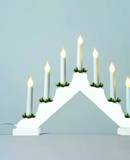 Vánoční svícny Exihand Adventní svícen 2262-210.T dřevěný bílý s taženou žárovkou LED Filament 7x34V/0,2W                              KONST