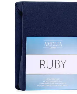 Prostěradla Froté prostěradlo s gumou AmeliaHome Ruby tmavě modré, velikost 100-120x200+30