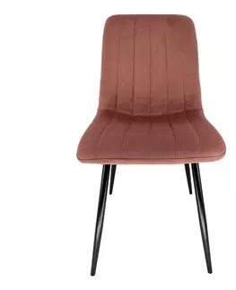 Židle Ak furniture Prošívaná čalouněná sametová židle Demia růžová