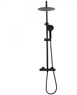 Sprchy a sprchové panely Sprchový set s termostatem Rea Vincent černý - termostatická baterie, dešťová a ruční sprcha
