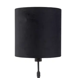 Stolni lampy Stolní lampa černá s velurovým odstínem černá se zlatem 25 cm - Parte