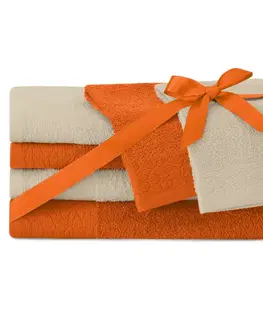Ručníky AmeliaHome Sada 6 ks ručníků FLOSS klasický styl oranžová