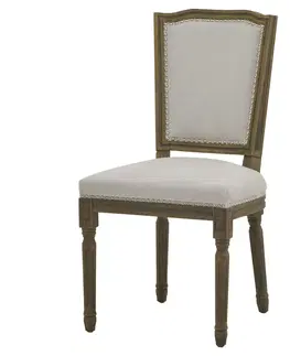 Luxusní jídelní židle Estila Luxusní jídelní židle Antiquités Francaises s ručním vyřezáváním v pískové hnědé barvě a se světlým čalouněním 51 cm