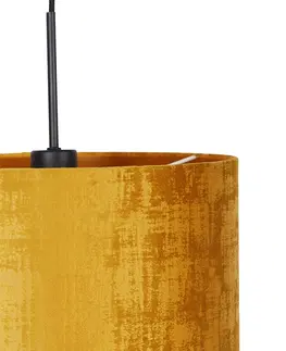 Zavesna svitidla Moderní závěsná lampa černá s odstínem žluté 35 cm - Combi