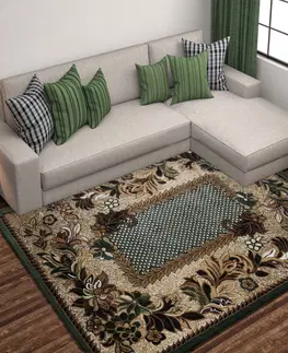 Vintage koberce Stylový vintage koberec se zeleným okrajem