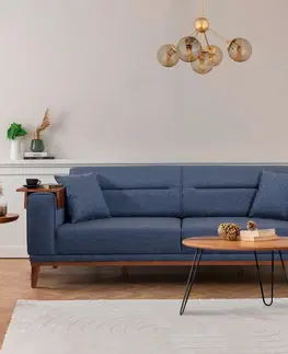 Pohovky a gauče Pohovka trojmístná rozkládací LIONES modrá se stolečkem