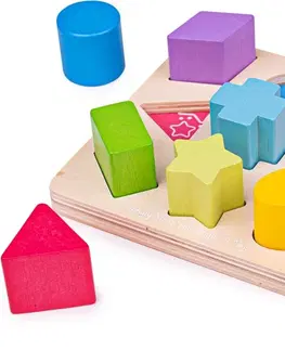 Dřevěné hračky Bigjigs Toys Dřevěné kostky CUBES tvary a barvy