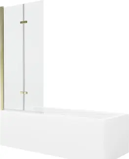 Vany MEXEN/S Cubik obdélníková vana 170 x 70 cm s panelem + vanová zástěna 80 cm, transparent, zlatá 550317070X9208025000
