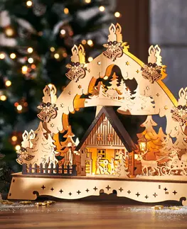Svíčky a světelné dekorace LED dřevěný vánoční svícen