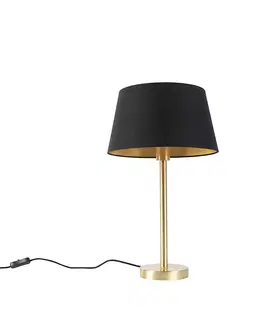 Stolni lampy Klasická stolní lampa mosaz s černým odstínem 32 cm - Simplo