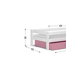 Dětské pokoje Expedo Dětská postel HARRY P1 COLOR s barevnou zásuvkou + matrace, 80x160, šedý/bílý