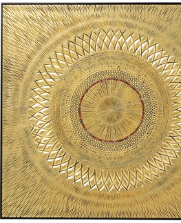 Dekorace na zeď předměty KARE Design Obraz plastika Geometric Circle Gold 120x120cm
