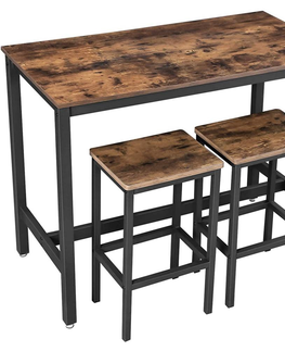 Jídelní sety Stůl NEJBY WILL se dvěma stoličkami, ořech/černá