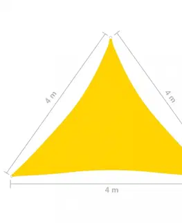 Stínící textilie Stínící plachta trojúhelníková 4x4x4 m oxfordská látka Dekorhome Žlutá