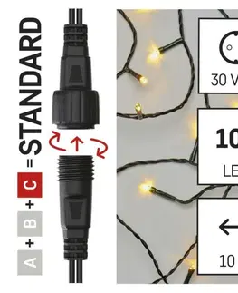 LED řetězy EMOS Standard LED spojovací vánoční řetěz, 5 m, venkovní i vnitřní, teplá bílá D1AW02