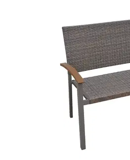 Zahradní židle a křesla Zahradní ratanová lavice CALVIN (hnědá)