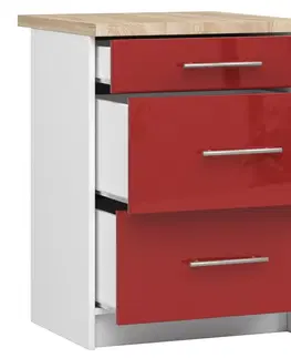 Kuchyňské dolní skříňky Ak furniture Kuchyňská skříňka Olivie S 60 cm 3S bílo-červená