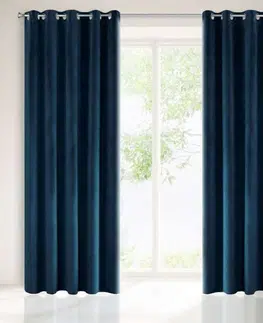 Jednobarevné hotové závěsy Tmavě modrý závěs v luxusním designu 140 x 250 cm
