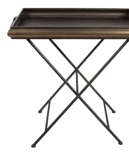 Konferenční stolky Zlato hnědý kovový odkládací stolek Rodys - 66*40*61 cm Clayre & Eef 5Y0888