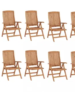 Zahradní židle Skládací zahradní židle s poduškami 8 ks teak / látka Dekorhome Antracit