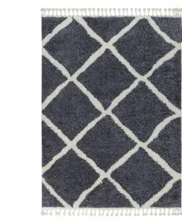 Koberce a koberečky Dywany Lusczow Kusový shaggy koberec BERBER CROSS šedý, velikost 60x250