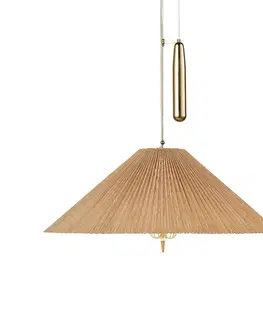 Závěsná světla GUBI Závěsné svítidlo GUBI A1972, mosaz, bambusové stínidlo, nastavitelné