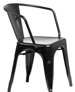 Výprodej nábytku skladem ArtD Jídelní židle PARIS ARMS inspirovaná Tolix Barva: Černá