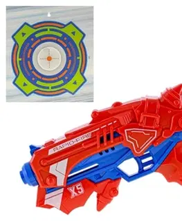 Hračky - zbraně MIKRO TRADING - Pistole 23cm na natažení s pěnovými náboji 10ks a terčem v krabičce