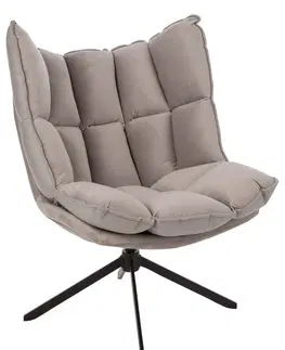 Křesla Šedé sametové relaxační křeslo Chair Relax Bubby Grey - 78*73*92cm J-Line by Jolipa 20428