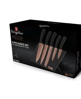 Kuchyňské nože Berlinger Haus 6dílná sada nožů s magnetickým stojanem Rosegold Metallic Line 