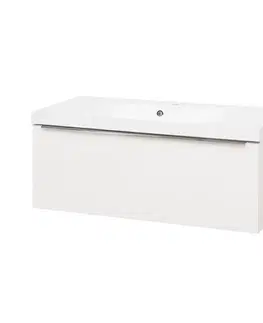 Koupelnový nábytek MEREO Mailo, koupelnová skříňka s umyvadlem z litého mramoru 101 cm, bílá, chrom madlo CN517M