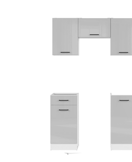 Kuchyňské linky Kuchyně JAMISON 120/170 cm bez pracovní desky, bílá/světle šedý lesk