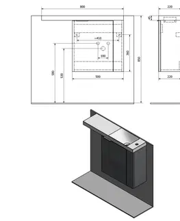 Koupelnový nábytek SAPHO LATUS VI umyvadlová skříňka 50x50x22cm, pravá, dub alabama LT610-2222