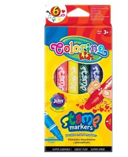 Hračky PATIO - Colorino fixy oboustranné s razítkem 6 barev