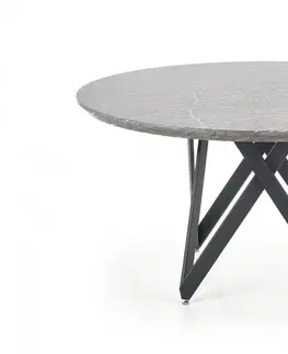 Jídelní stoly HALMAR Kulatý jídelní stůl Gustimo šedý mramor/černá