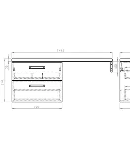 Koupelnový nábytek AQUALINE VEGA sestava koupelnového nábytku, š. 145 cm, bílá/dub platin VG073-02