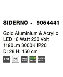 Designová závěsná svítidla NOVA LUCE závěsné svítidlo SIDERNO zlatý hliník a akryl LED 16W 230V 3000K IP20 9054441