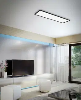 LED stropní svítidla BRILONER Ultraplochý LED panel s přímým a nepřímým osvětlením, 29,3 cm, LED, 22 W, 3000 lm, černá BRILO 7402-415